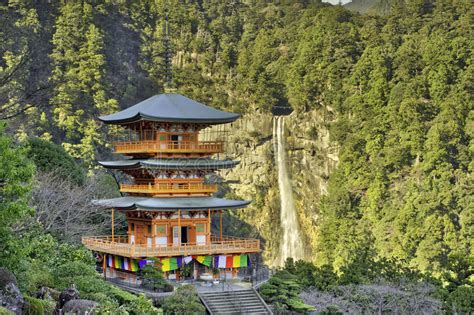 Seigantoji Pagoda And Nachi Falls In Wakayama Japan Stock Photo