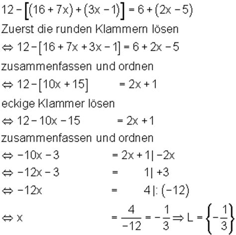 Aufgaben samt kommentierten lösungen, lin3. Lösungen Lineare Gleichungen Brüche, Klammern • Mathe ...