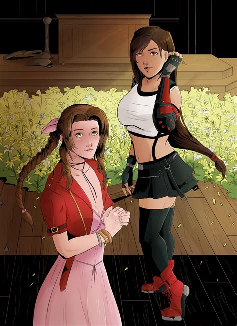 Not Perfect But Wanted To Share My Fan Art Of Tifa And Aerith R