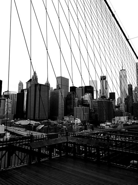 Immagini Belle New York Ponte Di Brooklyn Area Urbana Bianco E