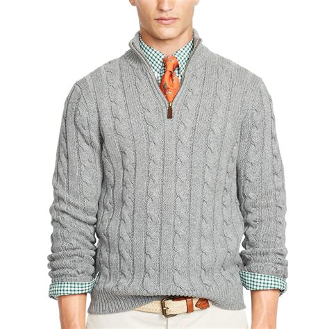 Lyst Polo Ralph Lauren Tussah Silk Half Zip Sweater In Gray For Men