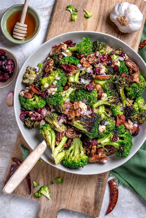 In a large bowl combine mayonnaise, craisins, sugar, and vinegar. Charred Broccoli Salad with Hot Honey Dressing | Recipe ...