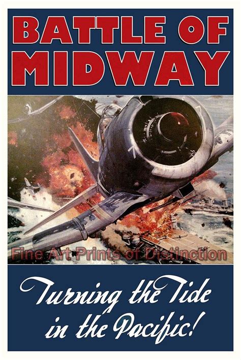 Wwii Poster Battle Of Midway Turning The Tide In The Pacific Art Print