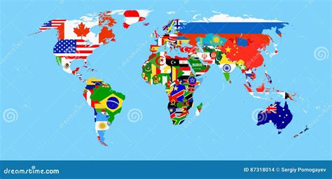 Mapa Mundial Con Banderas Ilustracion Del Vector Ilustracion De Porn