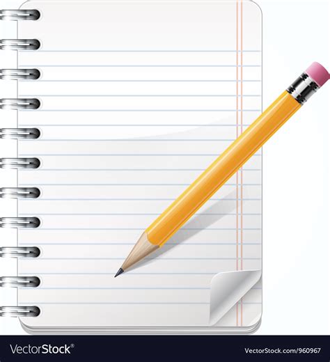 Realistic Notepad With Pencil Royalty Free Vector Image