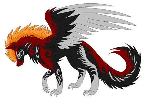 Fire Wolf With Wings