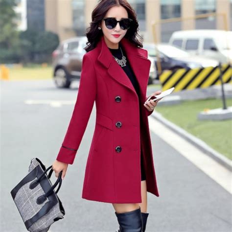 Red Double Breasted Pea Coat Womens Outwear Jackets Edgy Couture