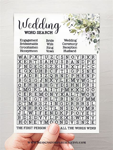 Wedding Word Scramble Game Bridal Shower Activity Editable Game