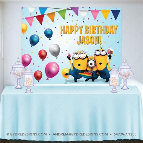 Minions Bannerbackdrop Birthday Party Decor Blue Backdrop Etsy India