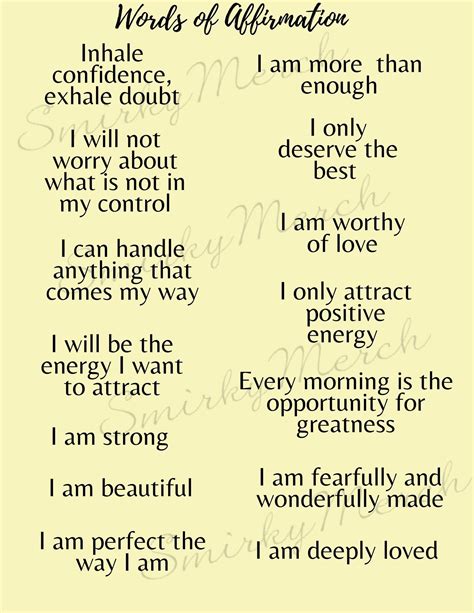 Digital Download Of A List Of Words Of Affirmations Available To Download In Svg Pdf Png And