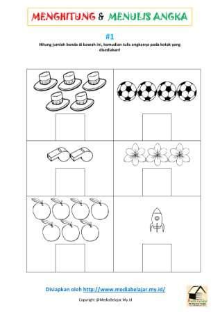 Menebalkan Lambang Bilangan Dan Menghitung Jumlah Benda Kelas Tema My