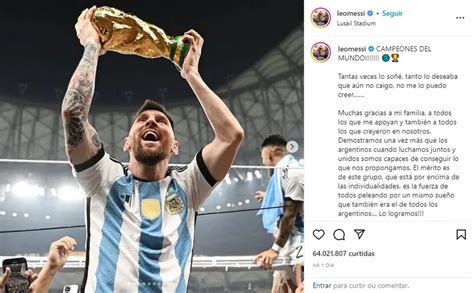 Foto De Messi Com A Taça Da Copa Do Mundo Se Torna A Mais Curtida Da