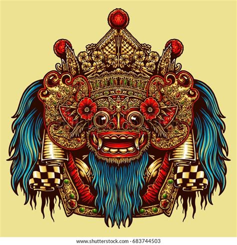 Vector Illustration Barong Bali Mask Stock Vector Royalty Free 683744503