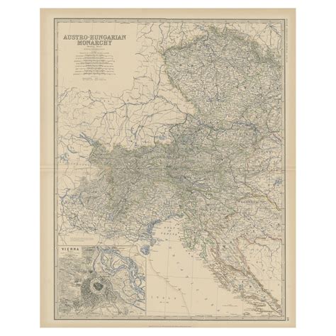 Old Map Of The Austro Hungarian Monarchy With An Inset Of Vienna 1882