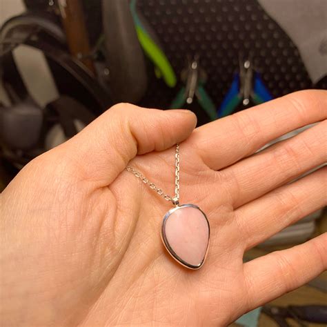 Pink Opal Necklace Pink Jewelry Drop Silver Pendant October Etsy