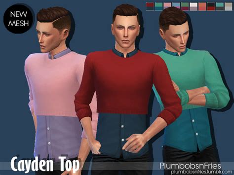 Pnf Cayden Top By Plumbobs N Fries Sims 4 Male Clothes