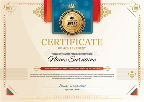 Certificate Of Appreciation Golden Muniment Or Diploma Template With