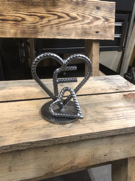 Double Heart With Initial Welding Art Welding Art Projects Metal