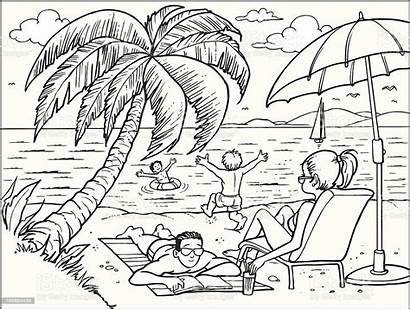 Beach Vector Clip Cartoons Illustration Drawing Activity
