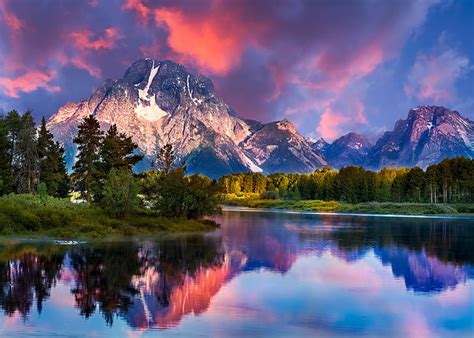 Hd Wallpaper Landscape River Reflection Wyoming Water Mountains