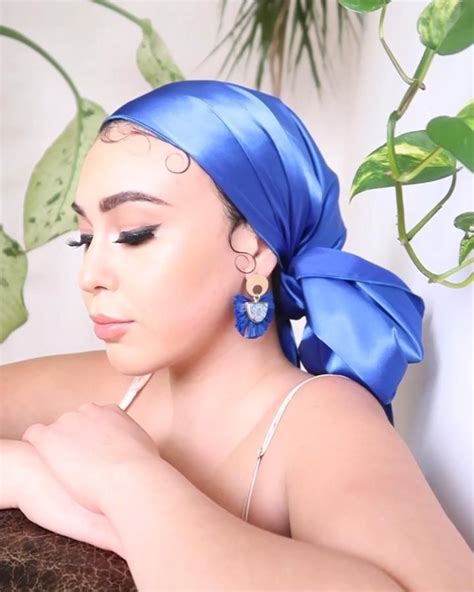 Blue Satin Headwrap Video Head Wraps Scarf Hairstyles Head Scarf Styles