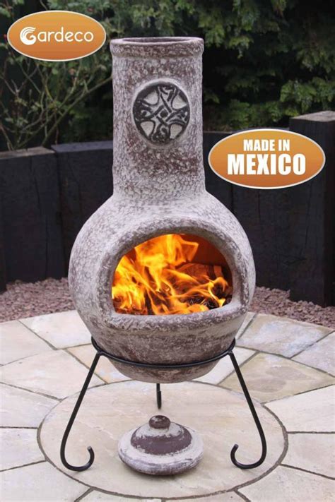 Brushed Sandstone Large Cruz Mexican Chimenea Outdoor Heating Company