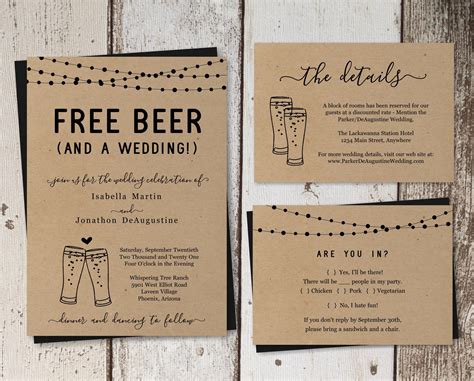 Funny Wedding Invitation Template Free Beer Fun Brewery Printable Set