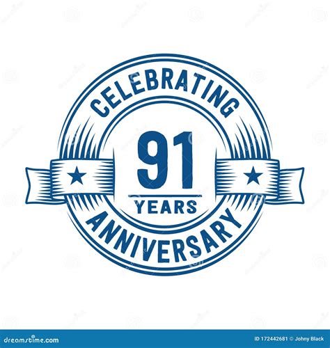 91 Years Anniversary Celebration Logotype 91st Years Logo Vector And