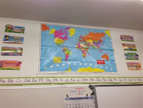 World Map Classroom Decor Adjectives World Map