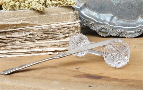 Antique Cut Glass Knife Rest Holder Scallop French Country Farmhouse Decor