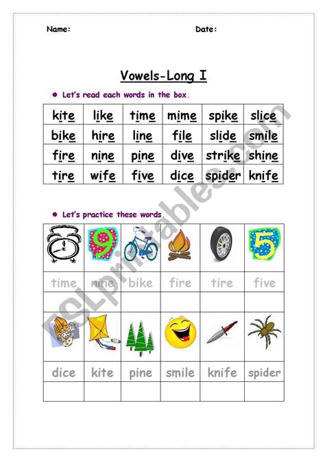 Long Vowel Sound Esl Worksheet By Ggoma123