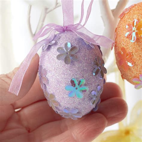 Glittered Easter Egg Ornament Set Spring And Easter Holiday Crafts