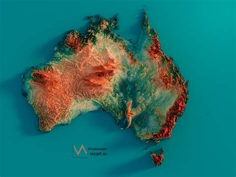 Topographic Of Australia Exaggerated Relief Rgeography