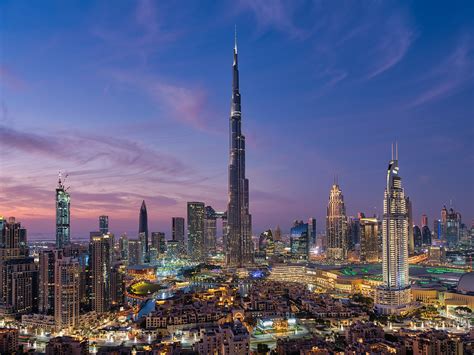 Download United Arab Emirates Burj Khalifa City Night Panorama Building