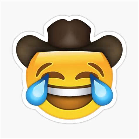 Laughing Crying Cowboy Emoji Sticker For Sale By Kunfucious Redbubble