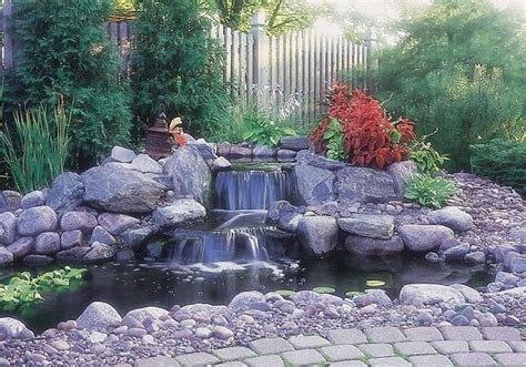 Pond With Two Tiered Waterfall Ponds Backyard Landscaping Company