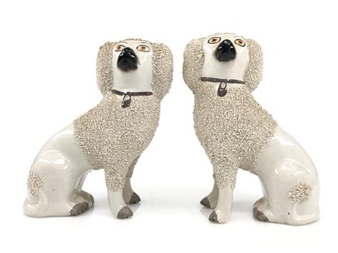 Lot Pair Of Vintage Staffordshire Dog Figurines