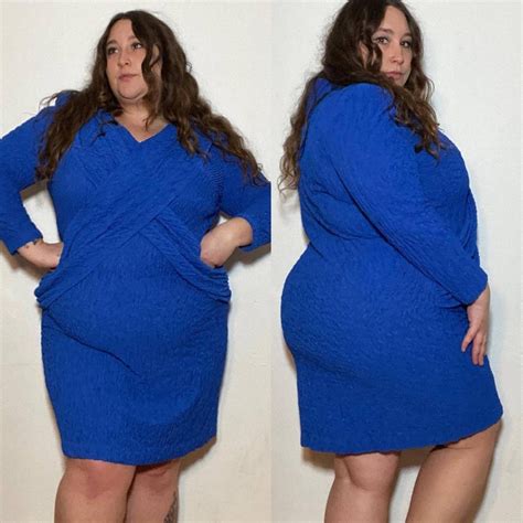 1980s Bbw Big Beautiful Woman Brand Blue Crossover Bodycon Etsy