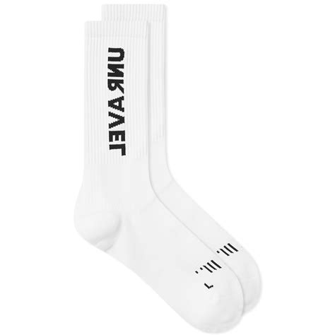unravel project sideway logo sports sock white and black end