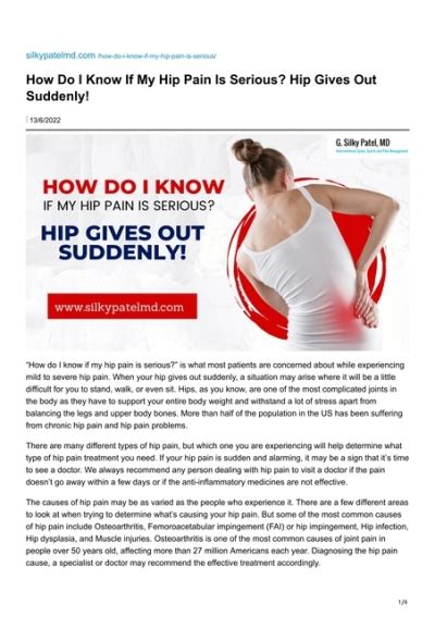 How Do I Know If My Hip Pain Is Serious