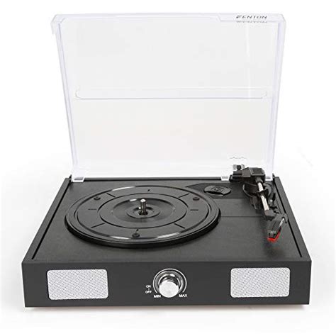 Power Dynamics Modern Black Usb Record Player With Lid Top Speakers