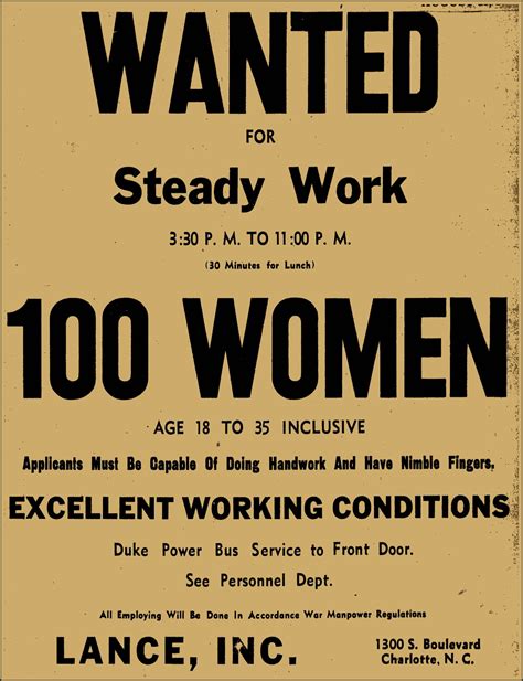 Lance Help Wanted Ad From Newspaper August 1945 Help Wanted Ads Wanted Ads Help Wanted