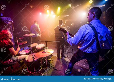 Band Performs On Stage Stock Photo Image Of Male Creativity 42216674