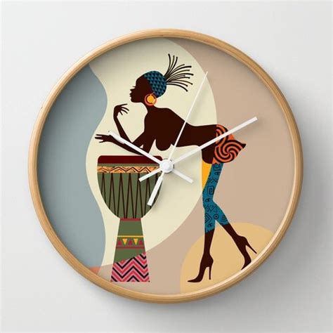 African Inspired Clock Cute Afrocentric Wall Clock African Woman Wall