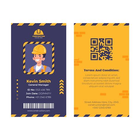 Free Vector Id Card Template For Construction Domain