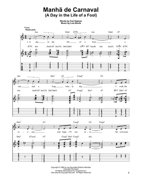 A Day In The Life Of A Fool Manha De Carnaval Sheet Music Direct