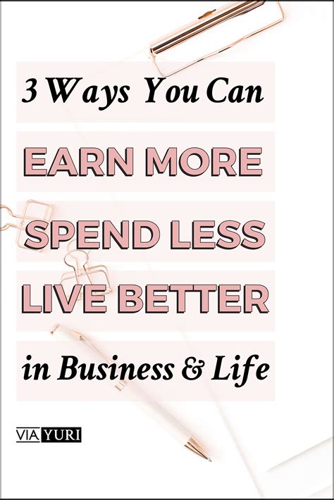 the words 3 ways you can earn more spend less live better in business
