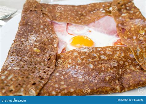 French Buckwheat Galette With Egg Stock Image Image Of Salt Cheese