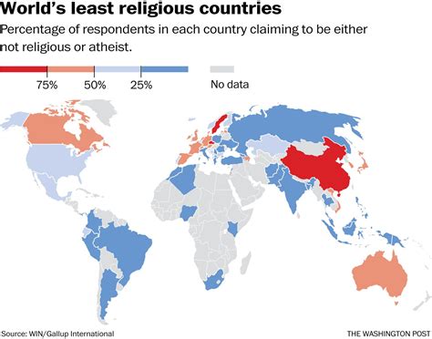 Map: These are the world's least religious countries - The Washington Post