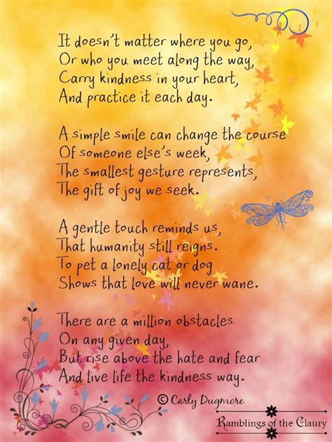 The Kindness Poem Kindness Poem Simple Poems Motivational Poems